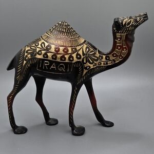 Iraqi Metal Camel w/ Etched Designs Rare Heavy